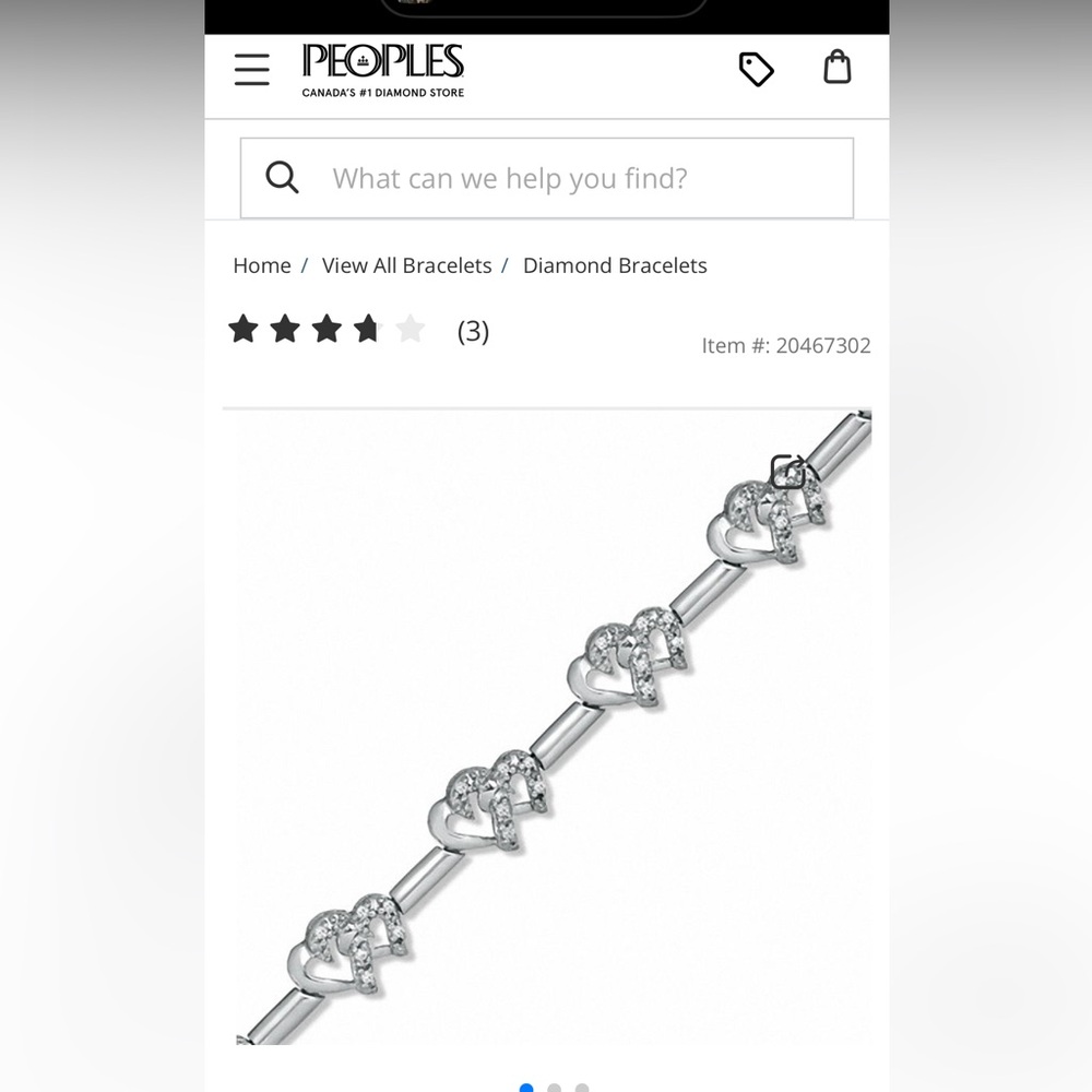 PEOPLES silver double interlocked heart bracelet